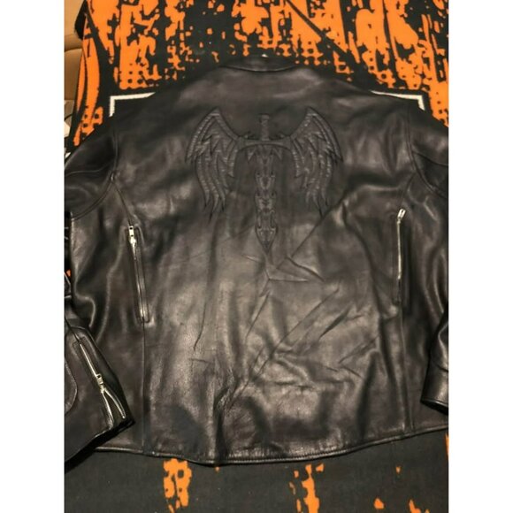 Motorcycle Riding Jacket 2XL Men, Resistant Leather, Reflective - Picture 3 of 8